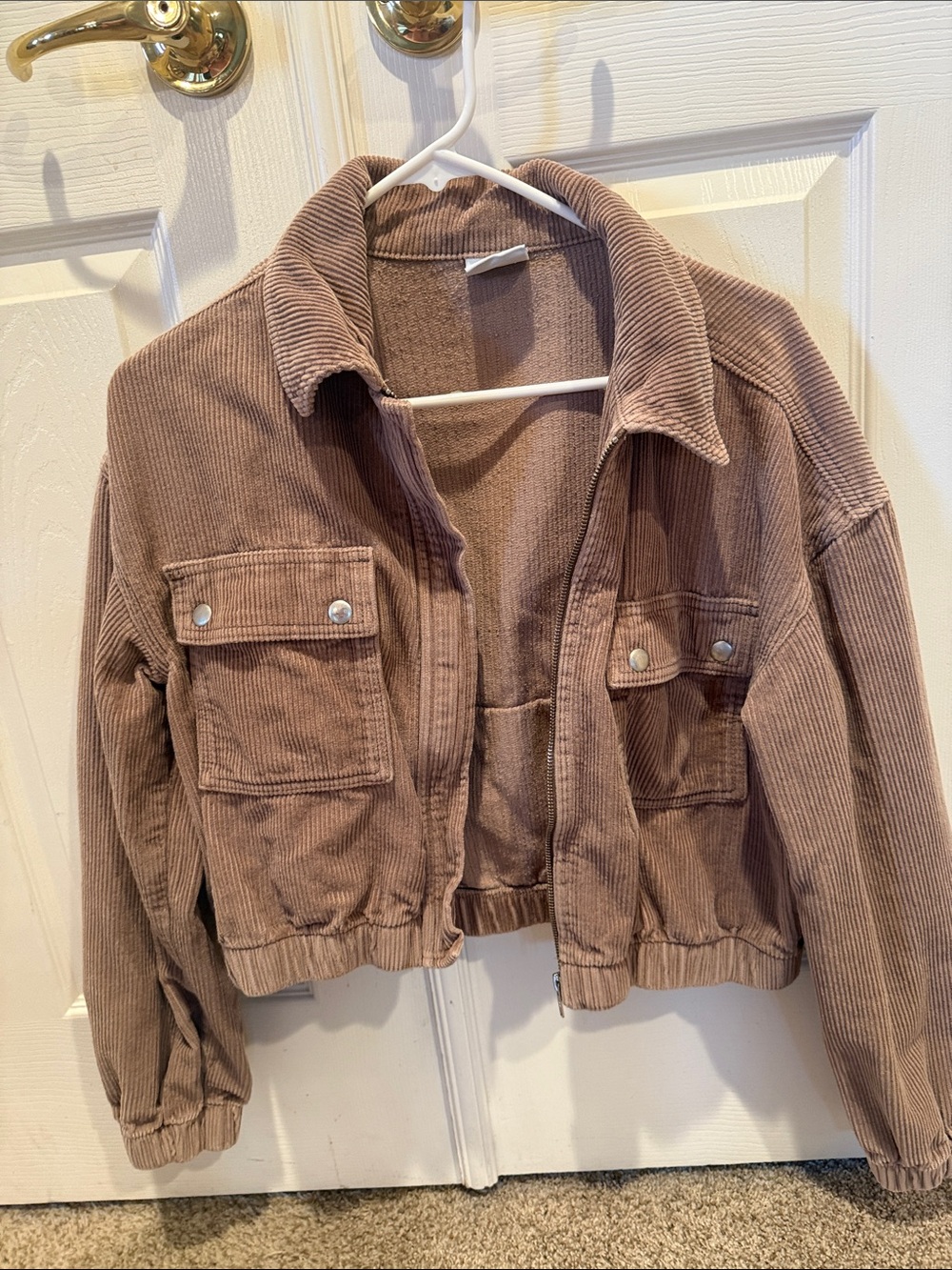 BDG Corduroy Cropped Jacket in Taupe